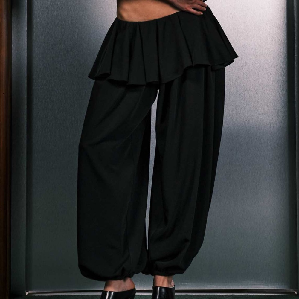 ASOS DESIGN balloon pants with skirt overlay detail